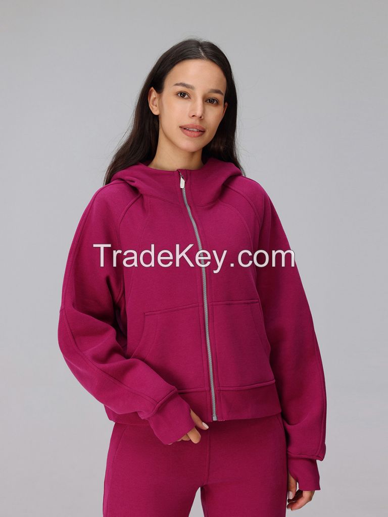 Scuba Fleece Hoodie - Full Zip Yoga Running Coat HWT014