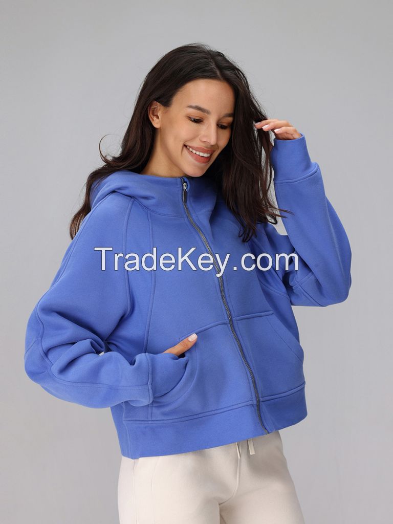 Scuba Fleece Hoodie - Full Zip Yoga Running Coat HWT014