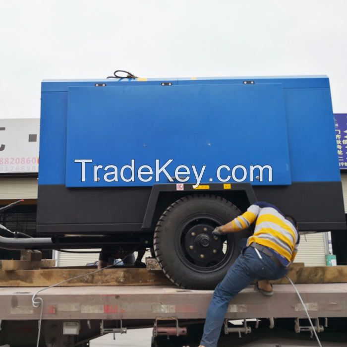 China Mobile diesel Screw Portable air Compressor Use in Drilling Holes Core Mining