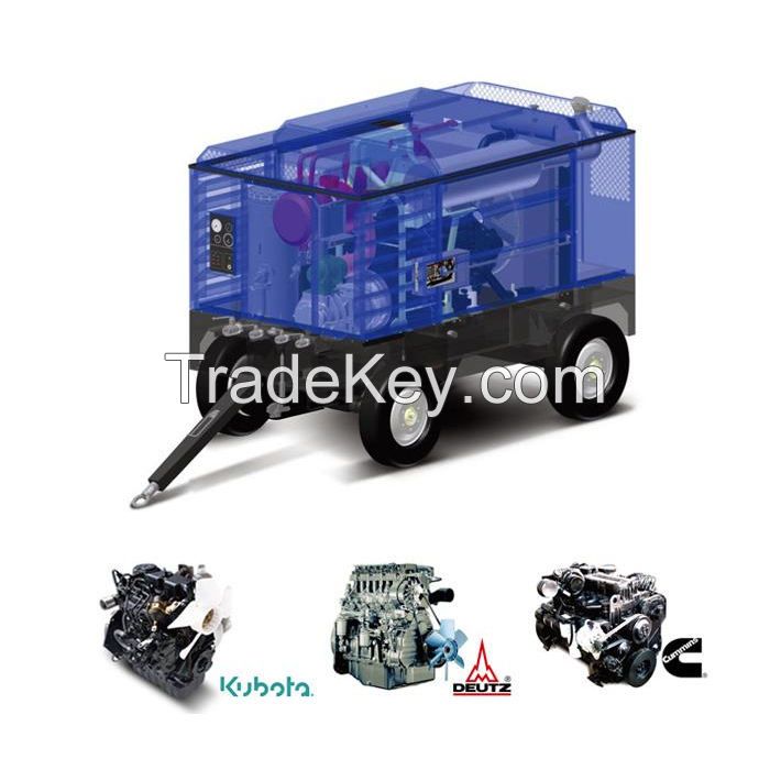 China Mobile diesel Screw Portable air Compressor Use in Drilling Holes Core Mining