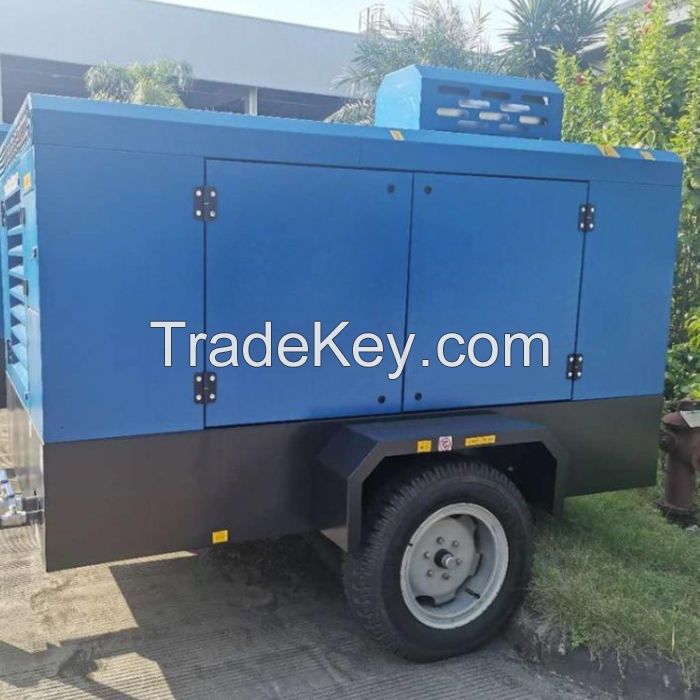 China Mobile diesel Screw Portable air Compressor Use in Drilling Holes Core Mining