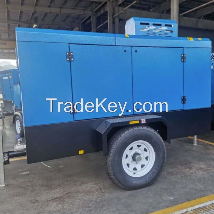 China Mobile diesel Screw Portable air Compressor Use in Drilling Holes Core Mining