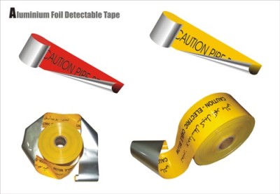 Aluminum foil detectable warning tape