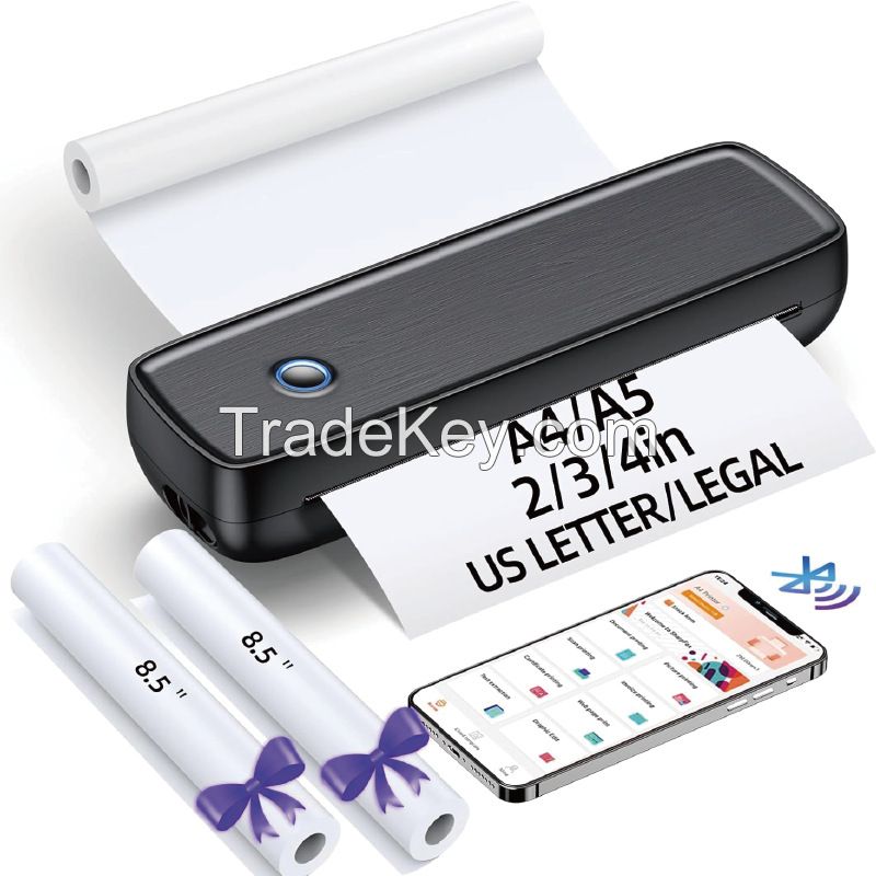 Portable A4 printer, thermal home homework paper printer, can be connected to mobile phones, computers, mini ink free printer