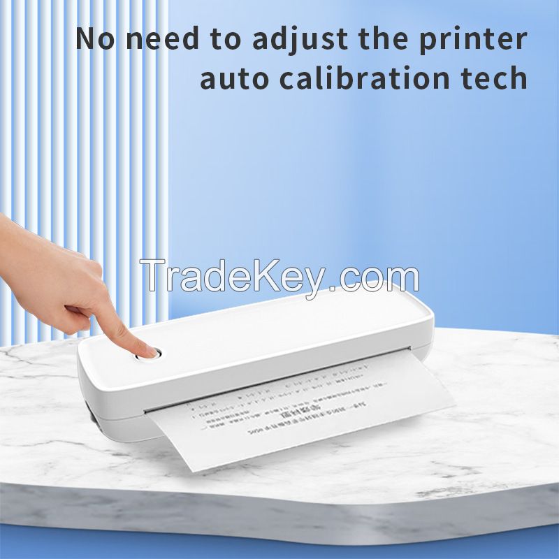 Portable A4 printer, thermal home homework paper printer, can be connected to mobile phones, computers, mini ink free printer