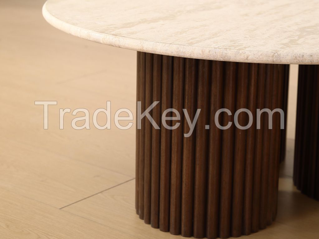 Mid-Century Modern Coffee Table Modern Travertine Stone Coffee Table and Coffee Stand Set for Home