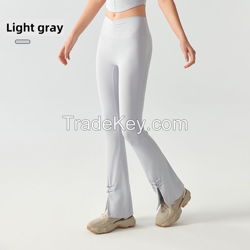 Chinese-Inspired trumpet-shaped Yoga long pants