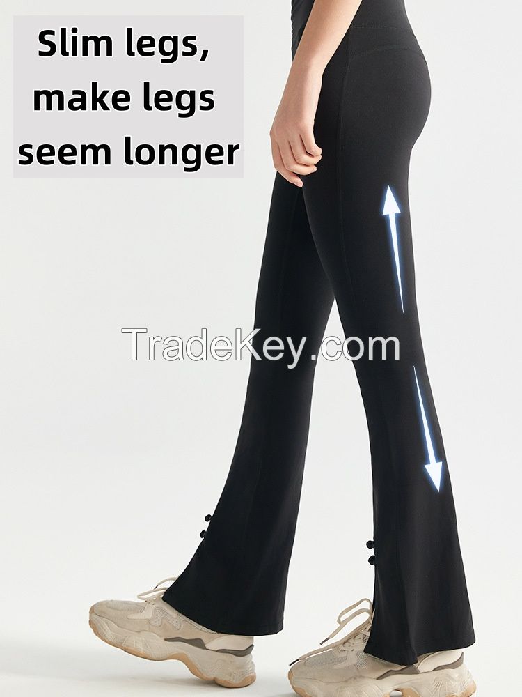 Chinese-Inspired trumpet-shaped Yoga long pants