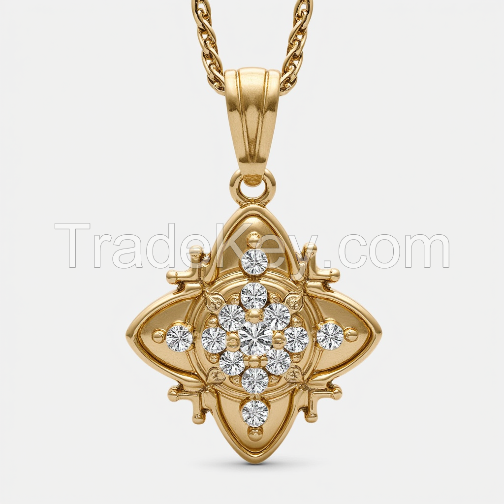 Star - Shaped Gem - Inlaid + Gold Pendant + for Jewelry Retail