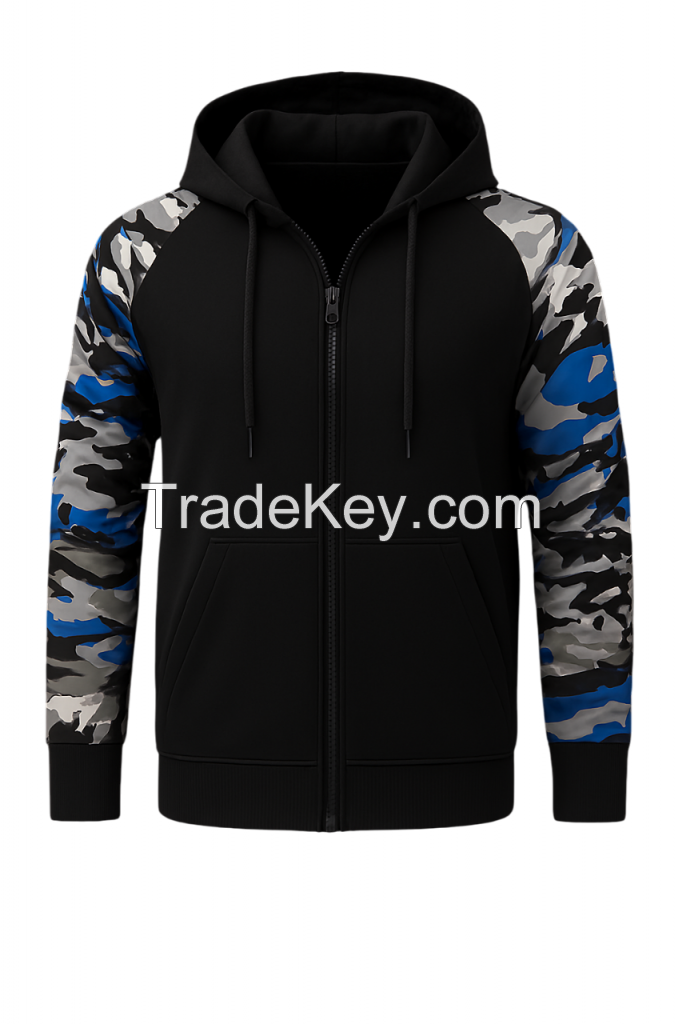 New Style Camo Sleeve Bulk Cotton Pullover Hoodie for Global Buyers Unisex Styles Available