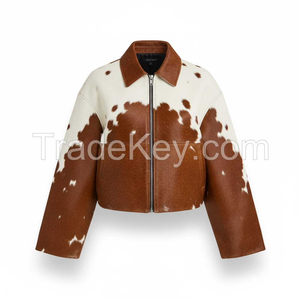 Custom New Design Women Original Cowhide With Its Natural Hair Leather Jacket Stylish Outerwear with Durable Stitching and Premium Finish 