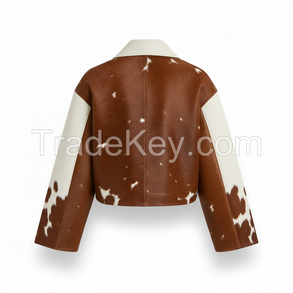 Custom New Design Women Original Cowhide With Its Natural Hair Leather Jacket Stylish Outerwear with Durable Stitching and Premium Finish 