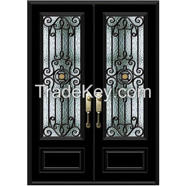 Entrance door with glass and iron steel for best quality in China
