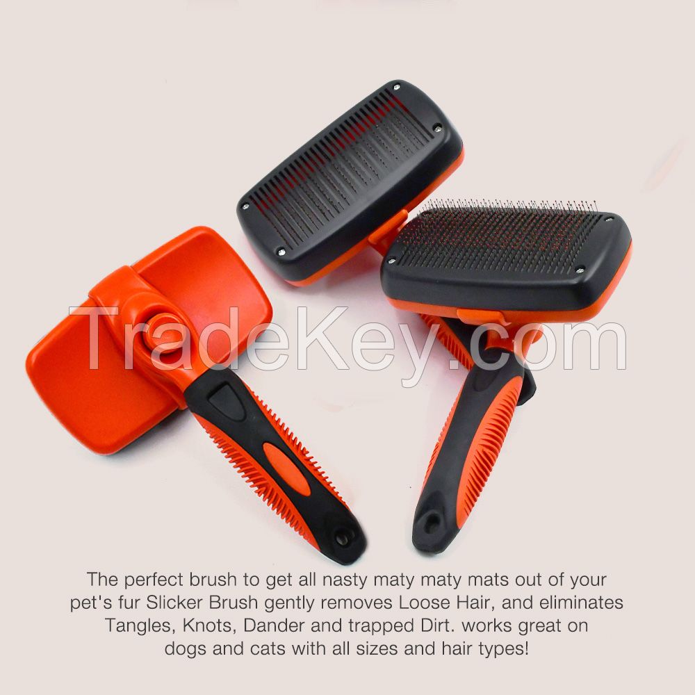 Self-clean slicker brush for dogs, all kinds of types. 