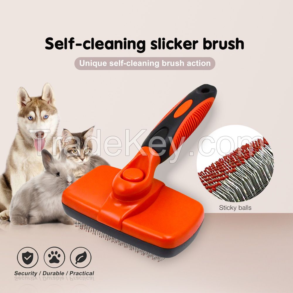 Self-clean slicker brush for dogs, all kinds of types. 