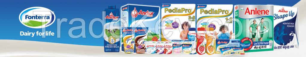 Anchor milk powders, low/non-fat milk powder, fortified milk powder for kids and Adults, Fresh milk, flavoured Milks, Yoghurts, Cheese