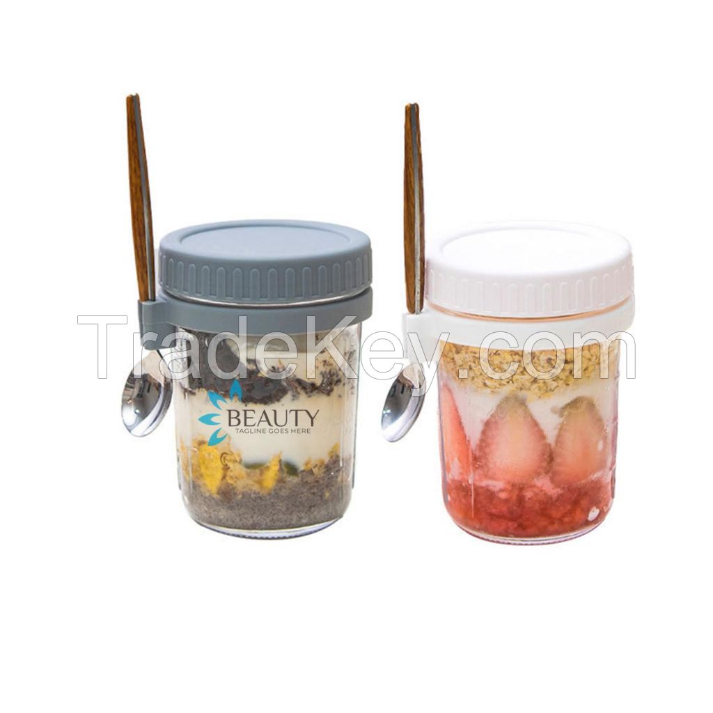 600ml Overnight Oats Jar With Lid And Spoon