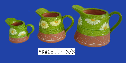 Pottery &amp; enamel flower pot