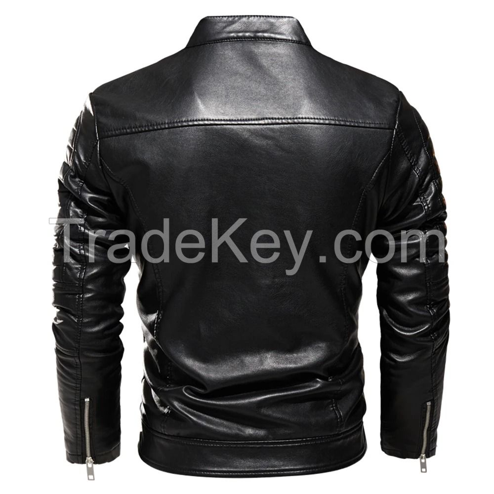 Premium Men&acirc;��s PU Leather Biker Jacket &acirc;�� Waterproof, Windproof Motorcycle Jacket &acirc;�� Custom Logo OEM
