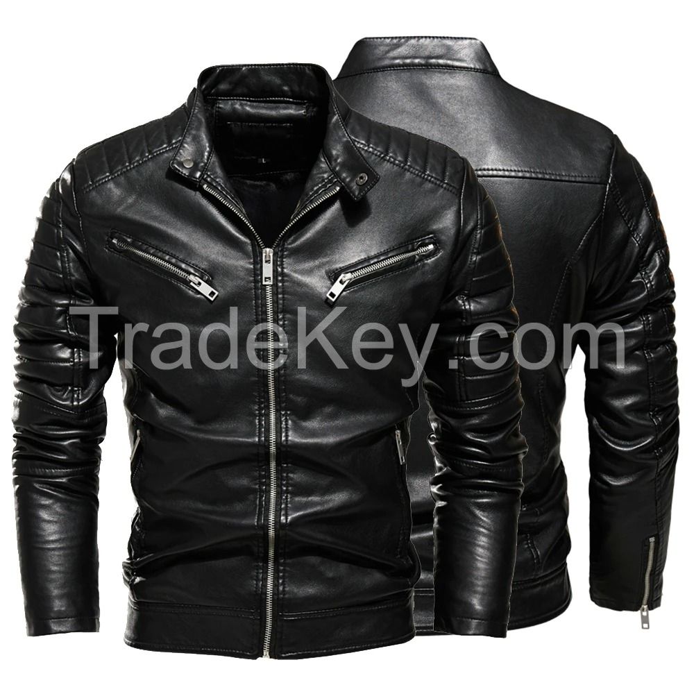 Premium Men&acirc;��s PU Leather Biker Jacket &acirc;�� Waterproof, Windproof Motorcycle Jacket &acirc;�� Custom Logo OEM