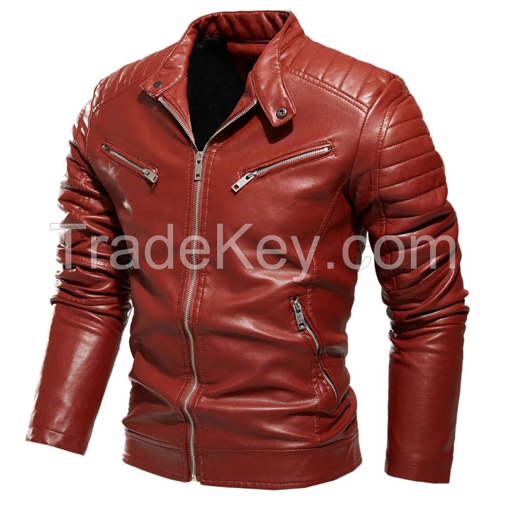 Premium Men&acirc;��s PU Leather Biker Jacket &acirc;�� Waterproof, Windproof Motorcycle Jacket &acirc;�� Custom Logo OEM