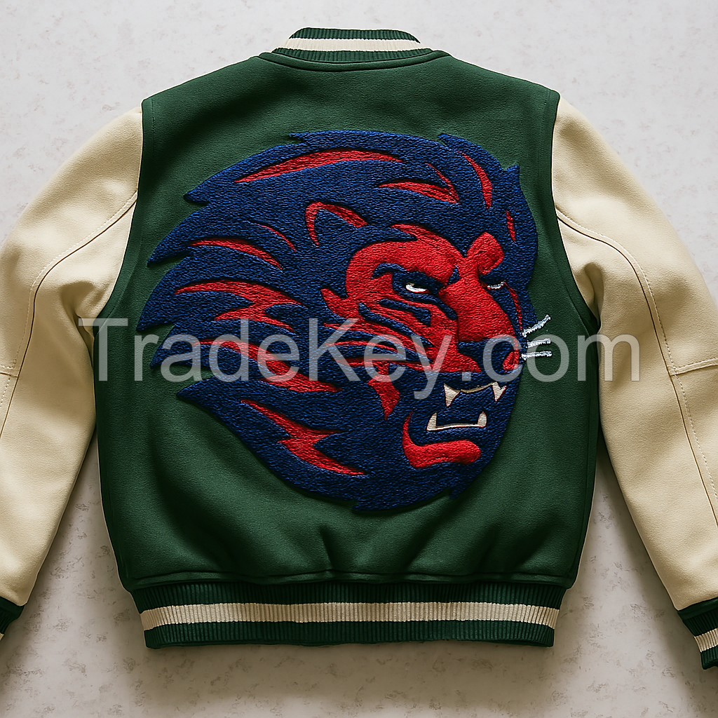 Custom Men's Leather Bomber Jacket Classic Winter Varsity with Embroidered Branded Logo OEM/ODM Wholesale