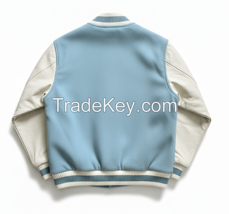 Wholesale Custom Men's Leather Bomber Jacket Classic Winter Varsity with Embroidered Branded Logo OEM/ODM