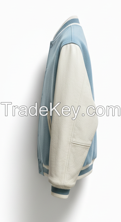 Wholesale Custom Men's Leather Bomber Jacket Classic Winter Varsity with Embroidered Branded Logo OEM/ODM