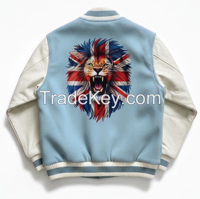 Wholesale Custom Men's Leather Bomber Jacket Classic Winter Varsity with Embroidered Branded Logo OEM/ODM