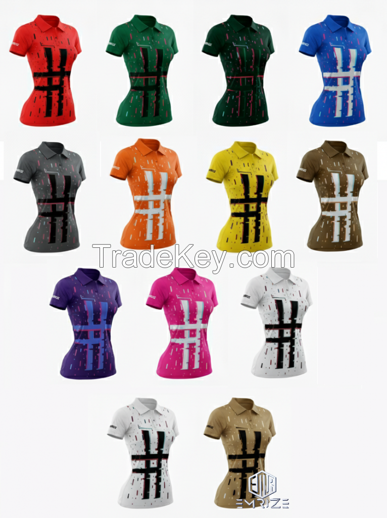 Ladies Collar-Glitch Custom Jersey Women Round O-Neck Couple&#039;s Clothing Short Sleeved Shirt