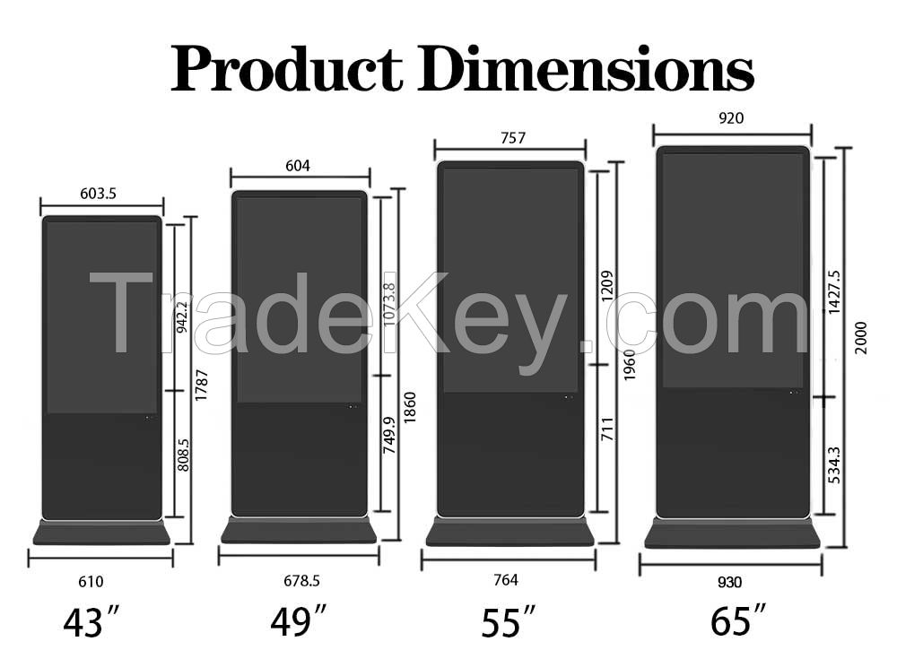 VETO LCD Floor Standing 32-86 Inch Android Video LCD Advertising Player Equipment Indoor Totem Touch Digital Signage and Display