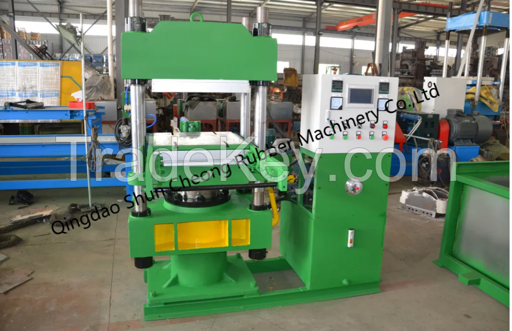 PLC Control Rubber Hydraulic Plate Vulcanizing Press Machine with Push-Pull Device