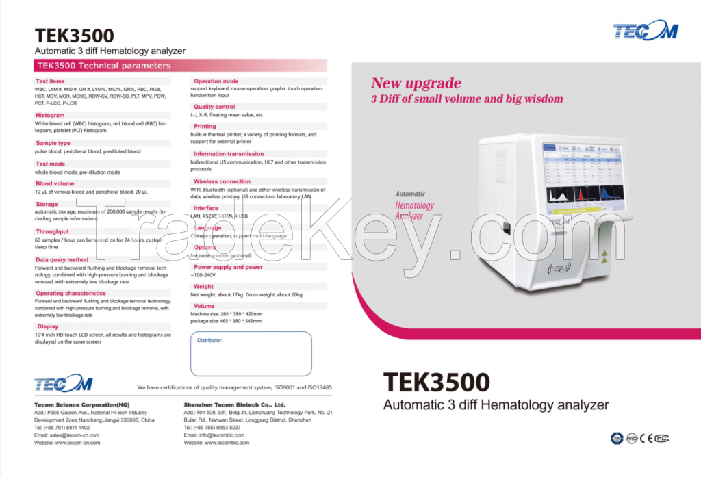Automated 3-Part Differential Blood Analyzer