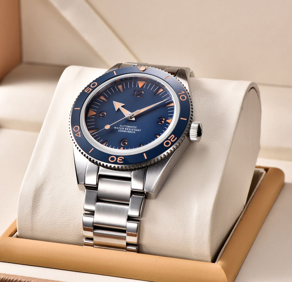 Mechanical Watch Source Factory - Automatic Mechanical Stainless Steel Watch Shaped Modern Coffee Table Tiffany Blue Dial Luxury Metal Frame Tempered Glass Top for Living Room Home Vintage Couple Wrist Watch