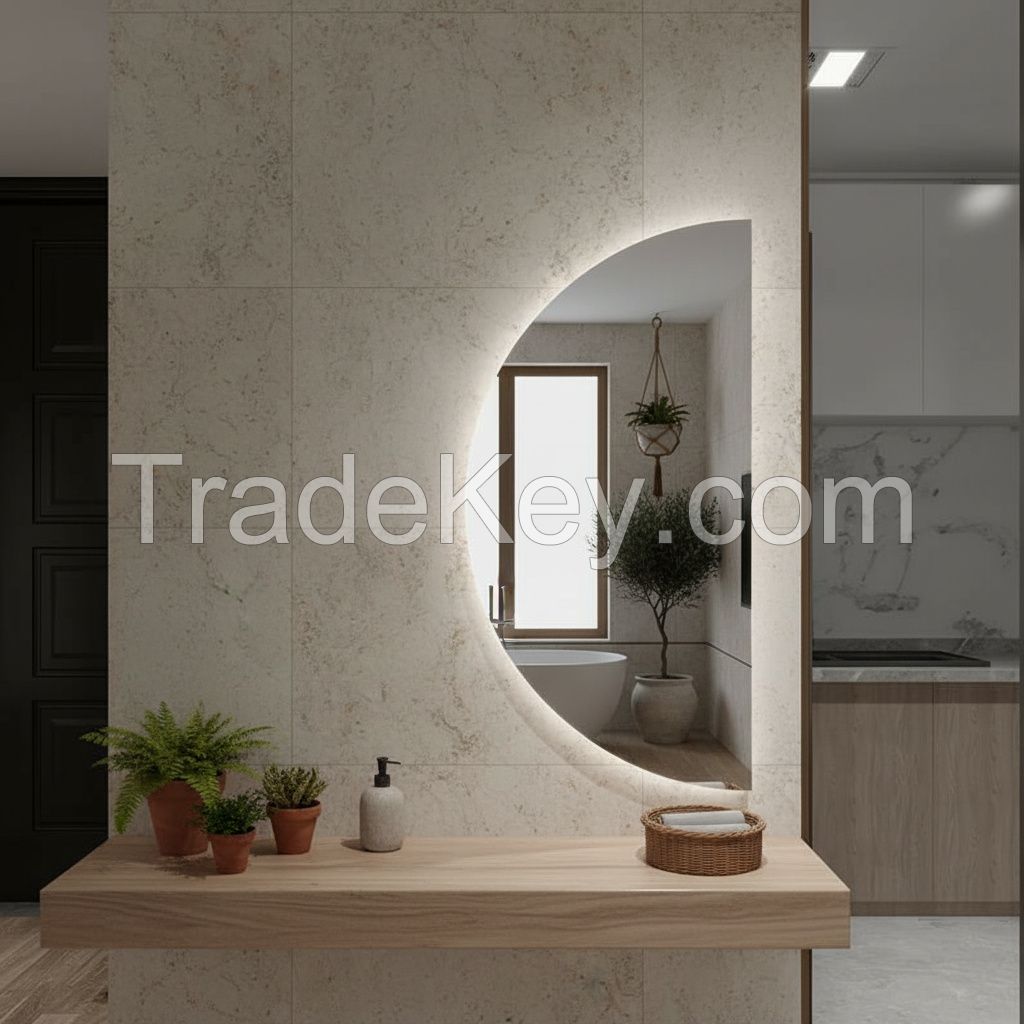 Modern LED Backlit Bathroom Wall Mirror &acirc;�� Irregular Organic Shape