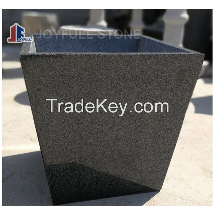 Large tapered granite planters, stone flower pot