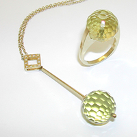 Italian 18K Gold Lemon Quartz and Diamond Jewel