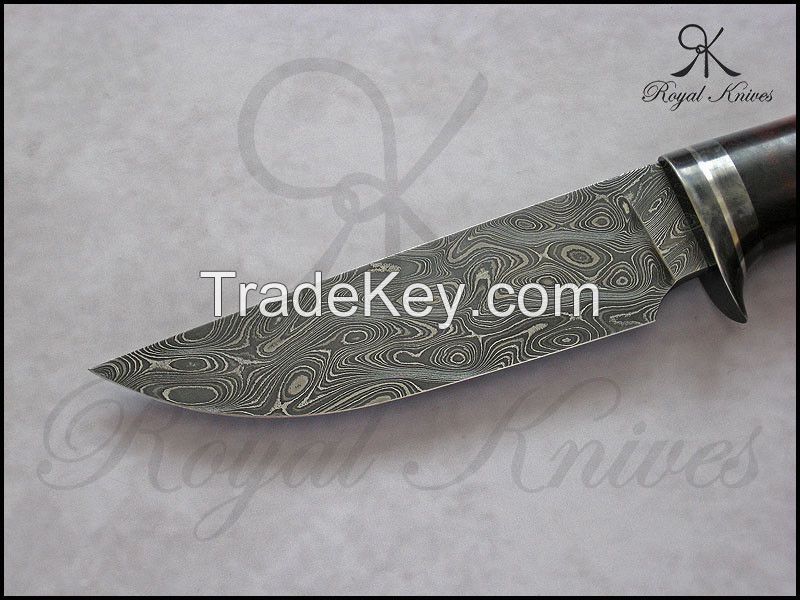 CUSTOM 100% HAND MADE DAMASCUS STEEL KNIFE WITH DESERT IRONWOOD BURL HANDEL