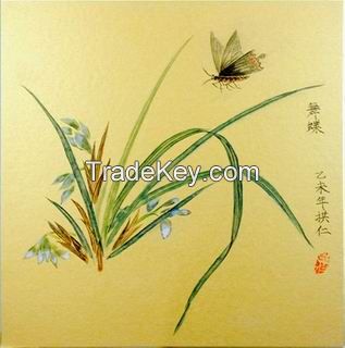 Gold card Chinese painting, Chinese ink and wash painting on hard paper for home decor