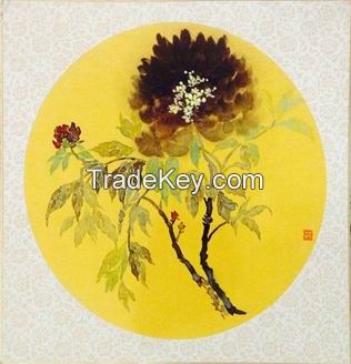 Gold card Chinese painting, Chinese ink and wash painting on hard paper for home decor