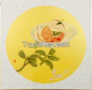 Gold card Chinese painting, Chinese ink and wash painting on hard paper for home decor