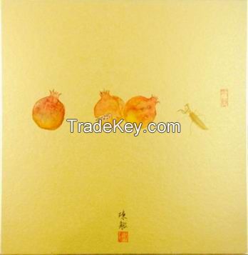 Gold card Chinese painting, Chinese ink and wash painting on hard paper for home decor