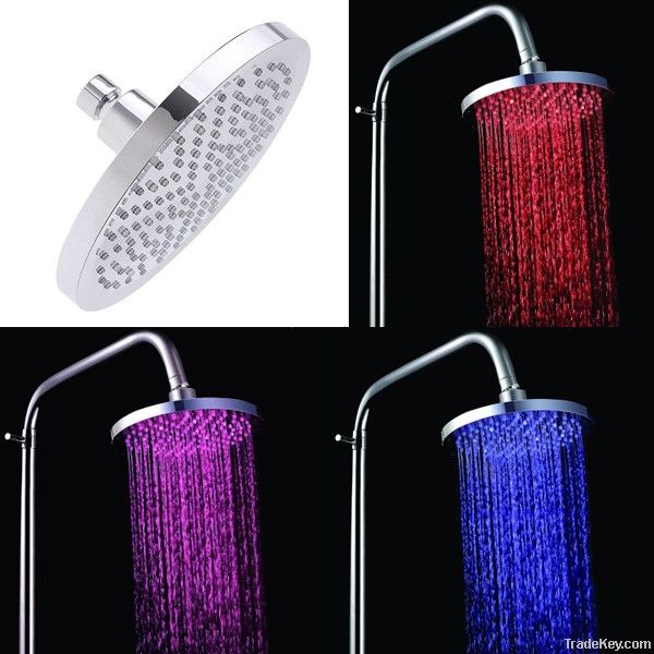 Round Temperature Sensor 3 Color LED Shower Head