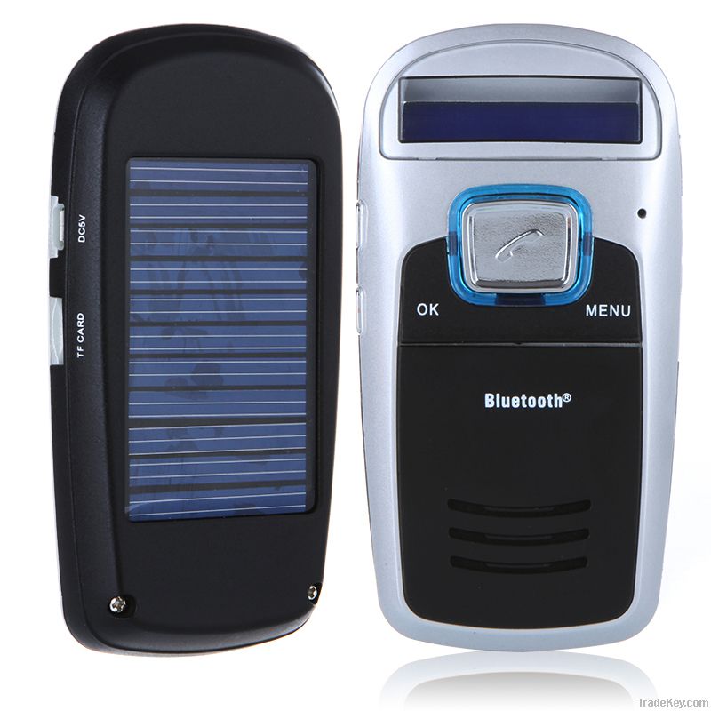 Solar-Powered Bluetooth Handsfree Car Kit LCD MP3 Player FM For Cell P