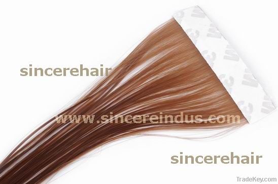 Sell top quality tape hair extension, remy human hair, skin weft hair