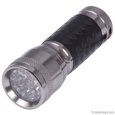 Black rubber and aluminum flashlight torch with 14 LED