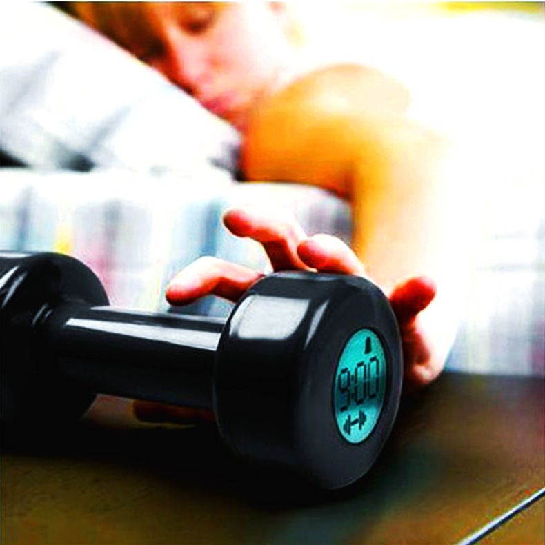 dumbbell unique alarm clock gizmo