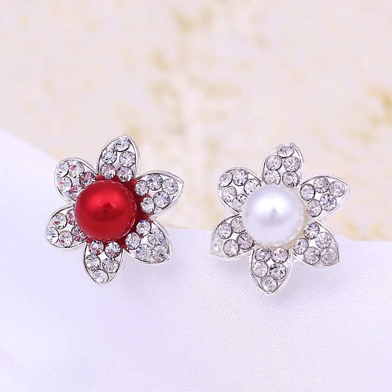 Fashion Silver Plating Pearl+Crystal Flower Design Wedding Bridal Hairpin