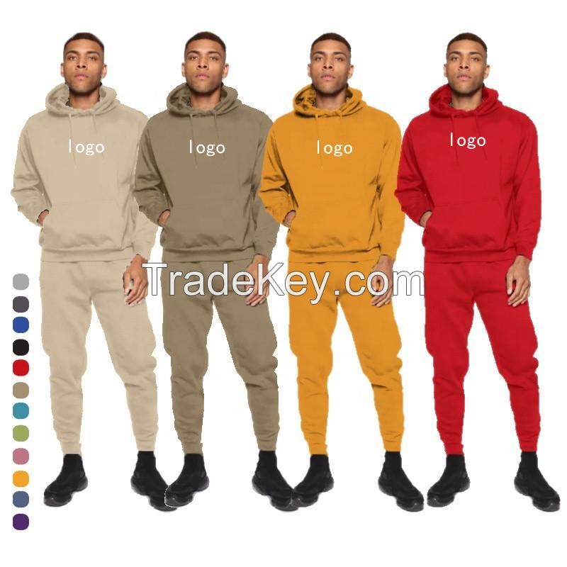 Wholesale Heavyweight Cotton Plain Mens Tracksuits Sweatsuit Custom Gym Jogger