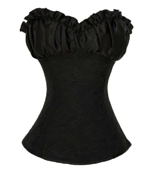 sexy lingerie satin ruffled jacquard corset